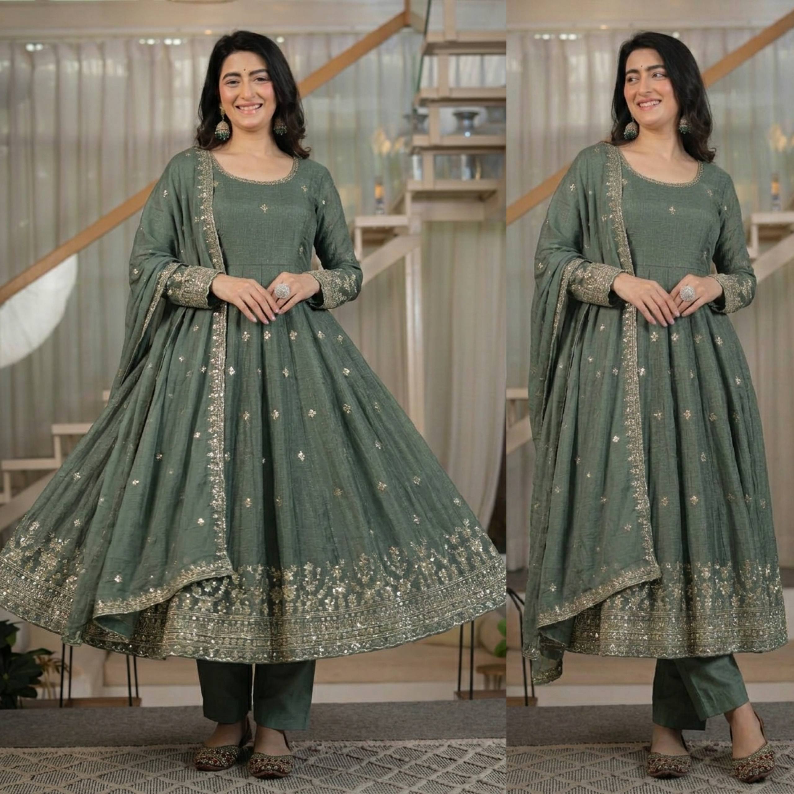 Deep Olive & Silver Heritage Couture